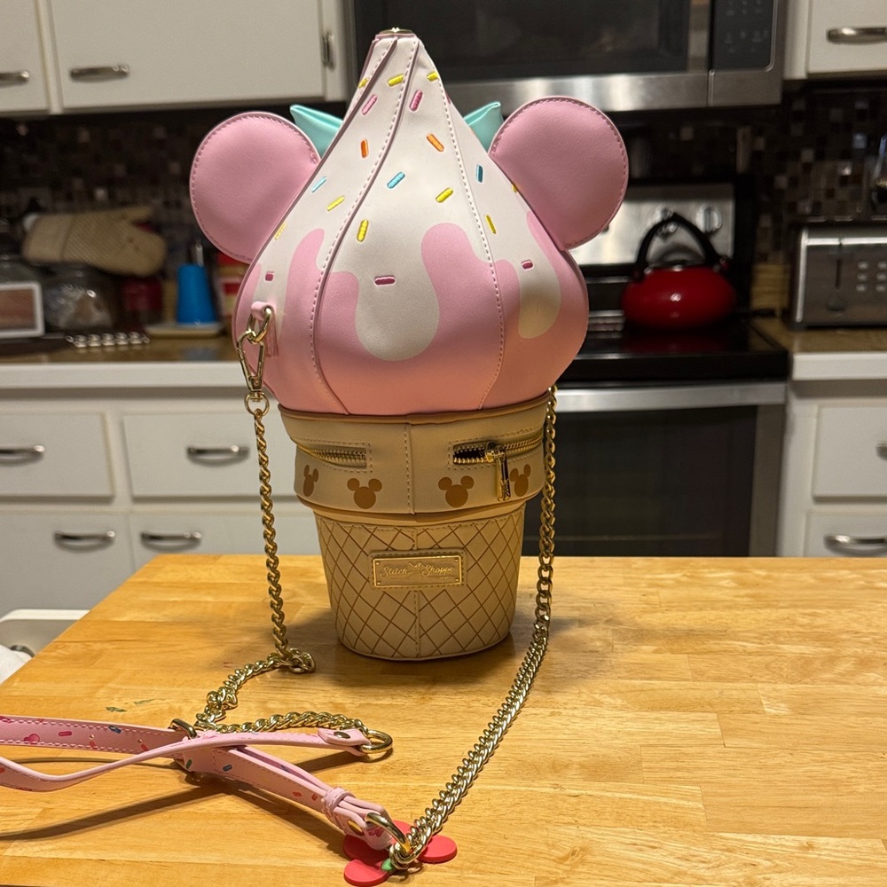 Loungefly Stitch Shoppe Mickey Ice Cream Cone Bag - Picture 2 of 7